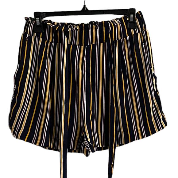3/$15 Women's Ambience Apparel Striped Yellow Blue Red Summer Spring Shorts - Picture 1 of 8
